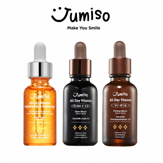 JUMISO All Day Vitamin Serum Set (Brightening & Balancing Facial Serum + VC-IP 1.0 Firming Serum + Pure C 5.5 Glow Serum)