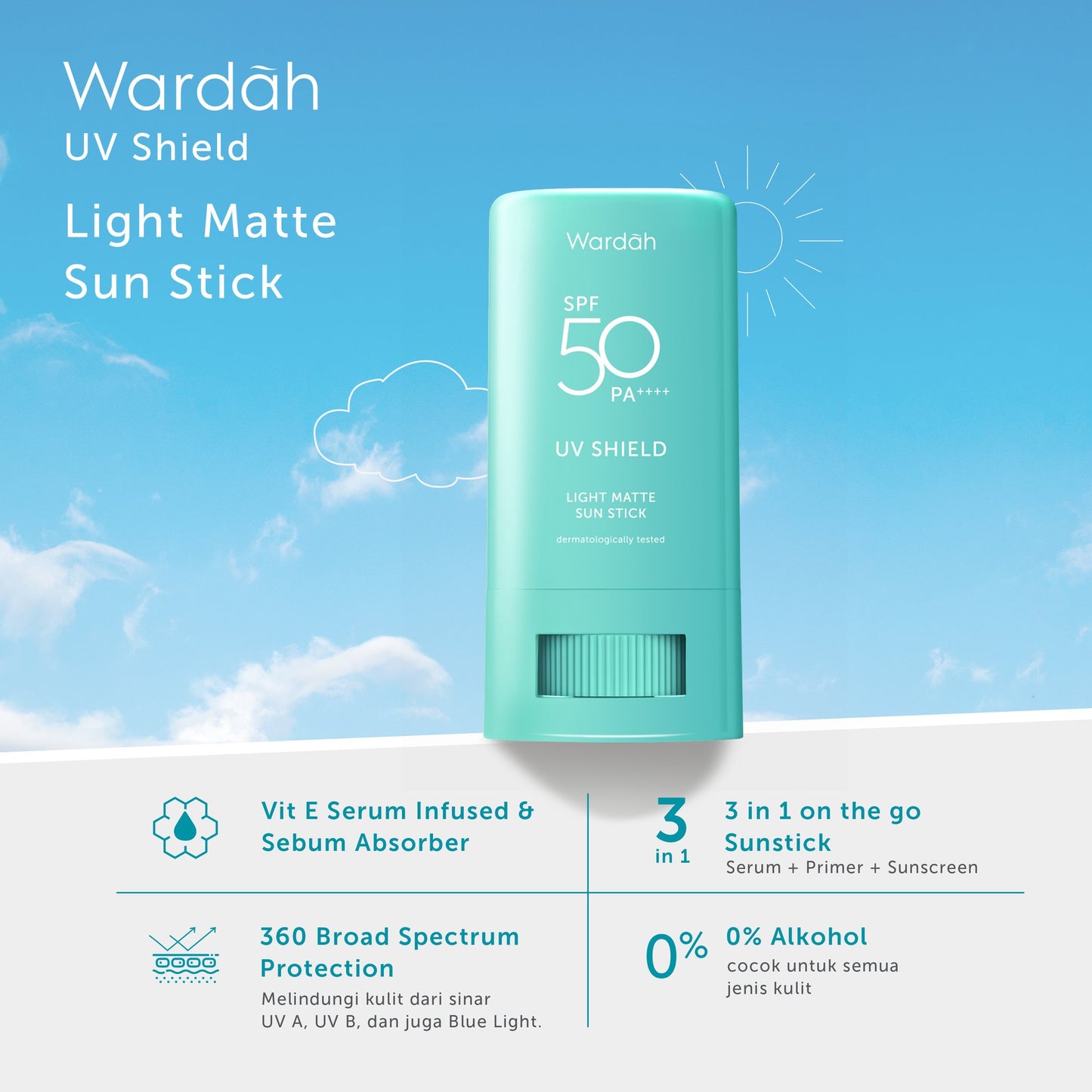 Wardah UV Shield Light Matte Sunstick SPF 50 PA++++ 22g