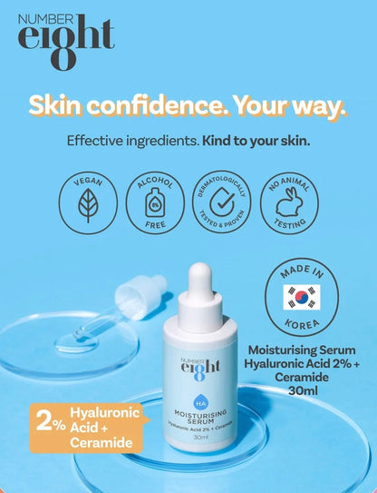 NUMBER EIGHT Moisturising Serum - Hyaluronic Acid 2% + Ceramide 30ml